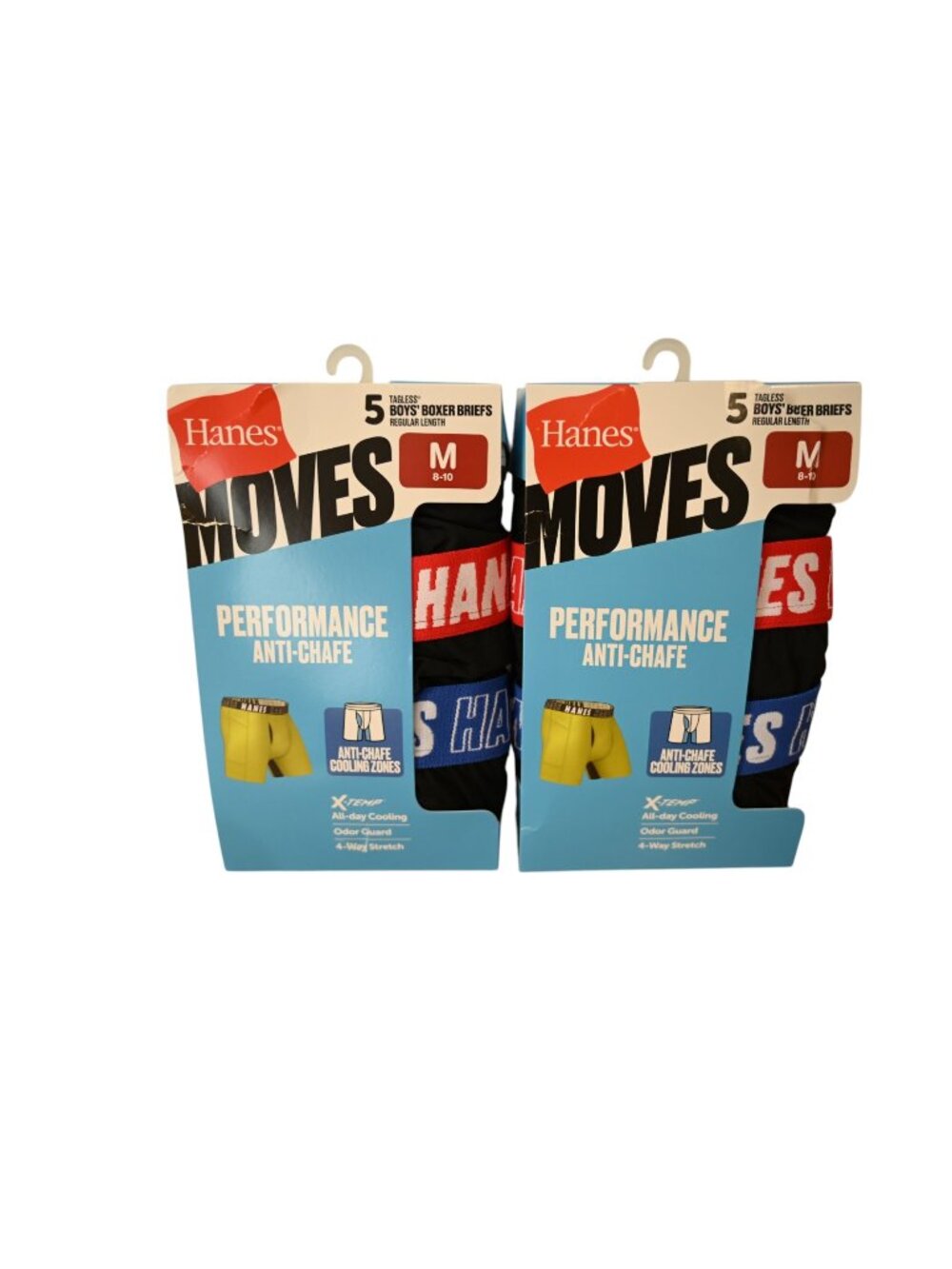 NIP Hanes Moves Lot of 2 5 Pack Performance Anti Chafe Boxer Briefs Sz M 8-10